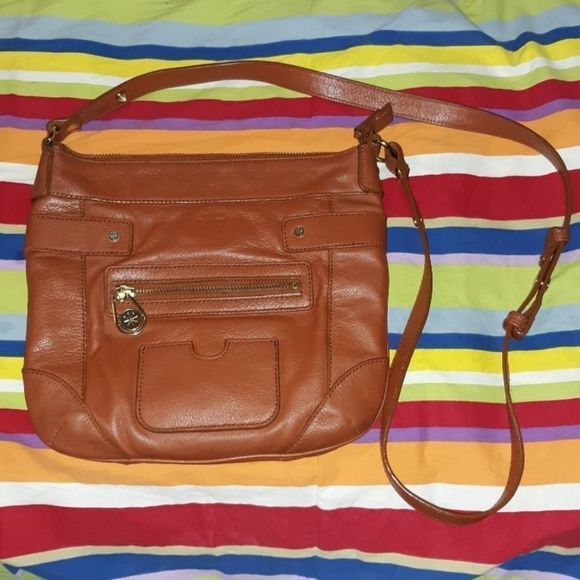 Isaac Mizrahi Live Saddle Brown Leather Purse - Picture 1 of 8